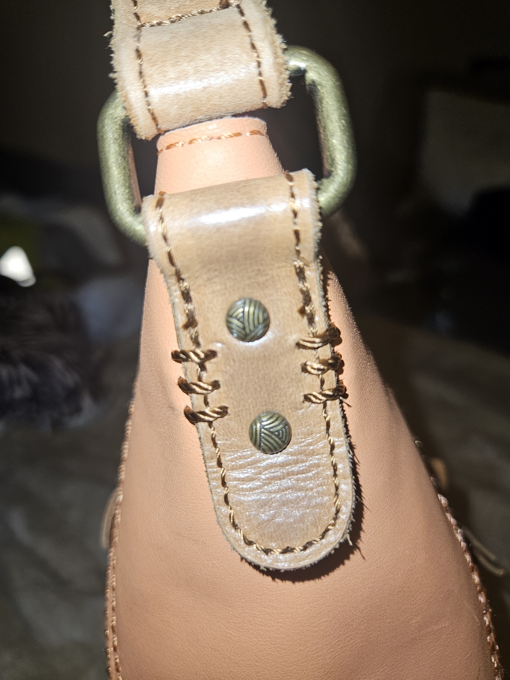 The SakLeather Crossbody Bag in Peach/Tan - Picture 11 of 16
